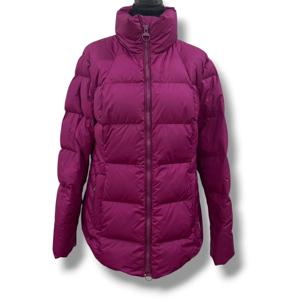 Athleta Fuschia Puffer Feather Down Coat Downtown Jacket Coat Size L 599479